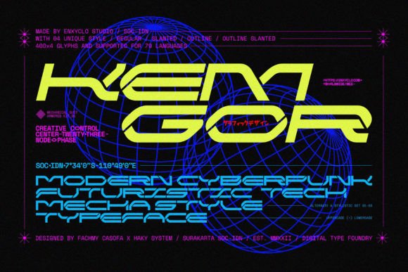 Kemgor Typeface for Cyberpunk Crafts